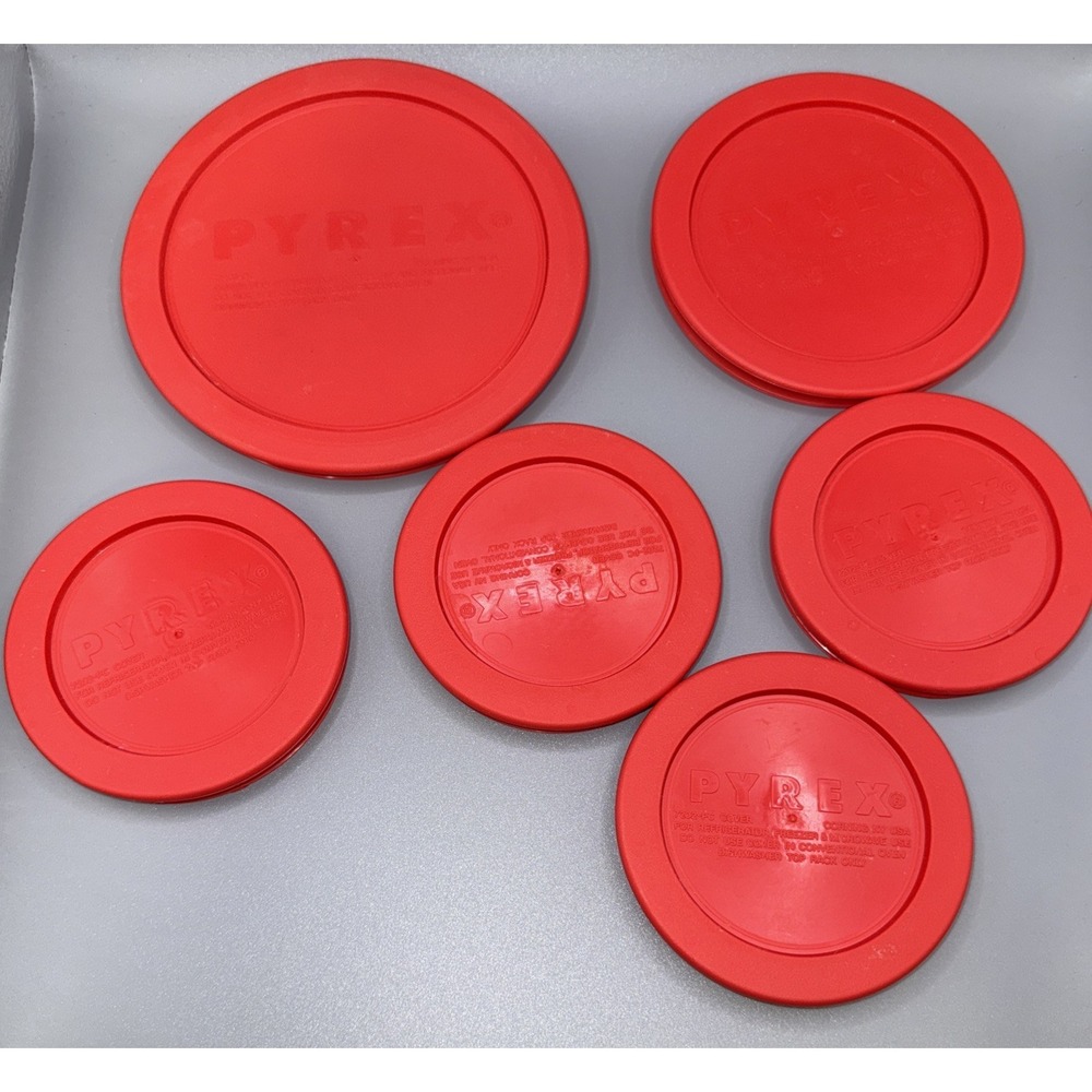 Pyrex (4) 7202-PC 1 Cup (1) 7200-PC 2 Cup (1) 7201-PC 4 Cup Red Replacement Lid